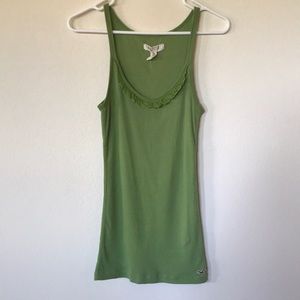 Green Ribbed Tank Top by Hollister Size Medium